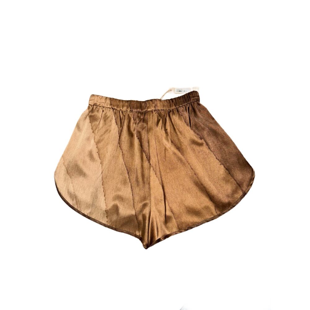 Skims SIZE XXS Nude Print Brown Silk Sleep Shorts Satin PJ Pants Sleepwear - Picture 4 of 7